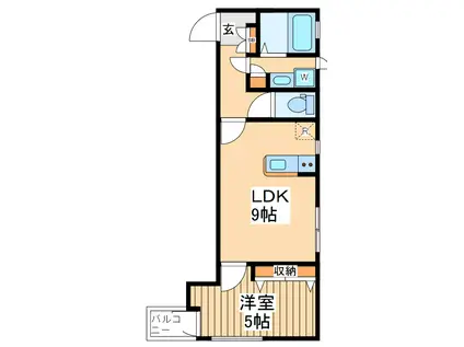 ウエストコート日野(1LDK/2階)の間取り写真