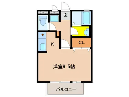 セジュールあおき(ワンルーム/1階)の間取り写真