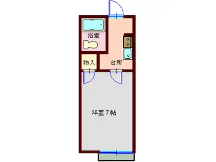 ラ・ヴィレット(1K/2階)の間取り写真
