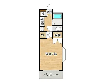 シティルーム金鶏(1K/3階)の間取り写真