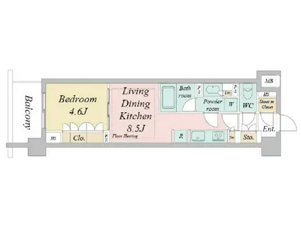ドゥーエ早稲田(1LDK/4階)の間取り写真