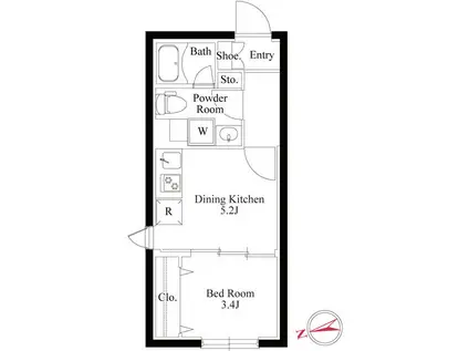 コンポジット野方(1DK/4階)の間取り写真