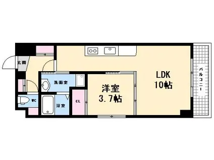 リブネ横川(1LDK/4階)の間取り写真