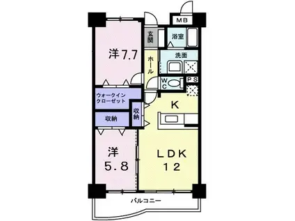 アンソレイエアオキ(2LDK/4階)の間取り写真