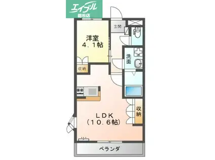 ピアリーパレス(1LDK/2階)の間取り写真