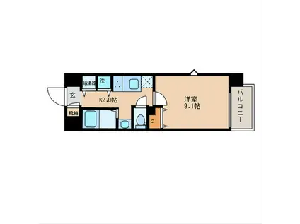 ルミエール(1K/6階)の間取り写真