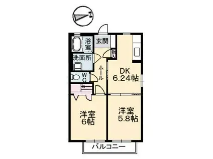 メゾンドプラス(2DK/2階)の間取り写真