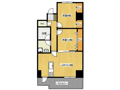 S O U T H(2LDK/4階)の間取り写真