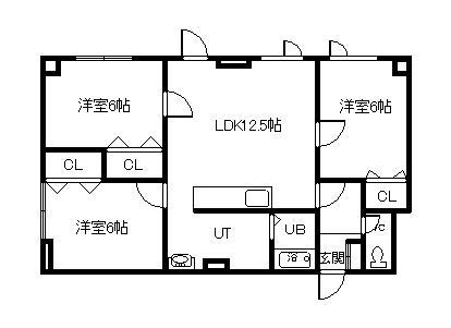 コーポ華みずき(3LDK/1階)の間取り写真