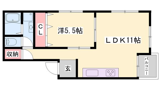 グランヴェール南車崎(1LDK/3階)の間取り写真