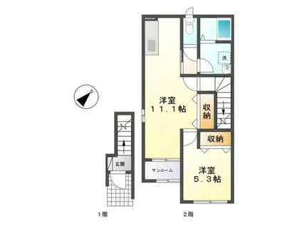リーベラ(1LDK/2階)の間取り写真