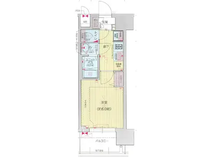 プレサンス四天王寺前夕陽ヶ丘 凛宮(1K/7階)の間取り写真