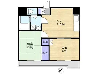 レーベン千鳥(2DK/4階)の間取り写真