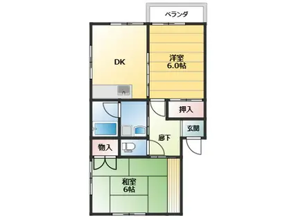 エバーグリーン永吉(2DK/2階)の間取り写真