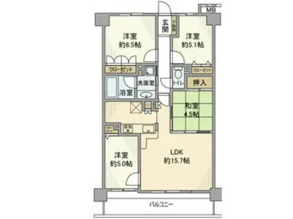 ファミリアーレ喜多山(4LDK/3階)の間取り写真