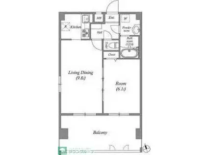 ペアパレス六町環七北通(1LDK/4階)の間取り写真
