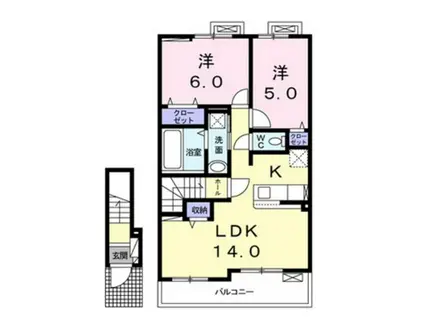 ルノワールA(2LDK/2階)の間取り写真