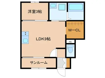 ABELIA-空(1LDK/1階)の間取り写真