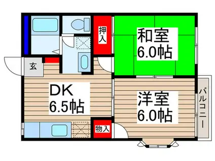 サンウエスト(2DK/2階)の間取り写真