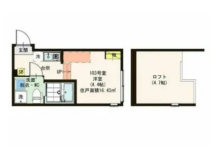 ハーモニーテラス・LEXUS IS KANAMACHI(ワンルーム/1階)の間取り写真