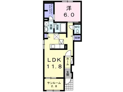 コンフォーティア(1LDK/1階)の間取り写真