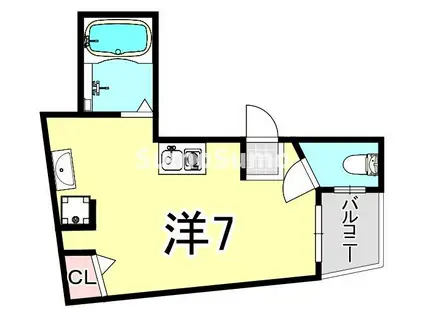 ステイタス難波(ワンルーム/3階)の間取り写真