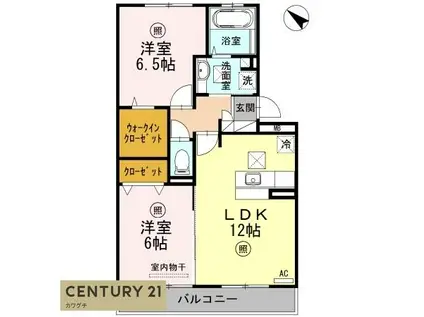 ベルヴィル カメリア A棟(2LDK/1階)の間取り写真