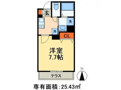 カーサスミレセグンダ(1K/1階)の間取り写真