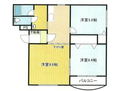 DEMAIN(2LDK/1階)の間取り写真