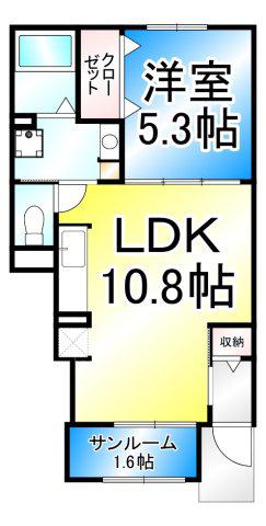 コージーコート(1LDK/1階)の間取り写真