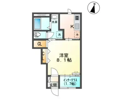 スターテラスII渡橋町1K/1LDK(1K/1階)の間取り写真