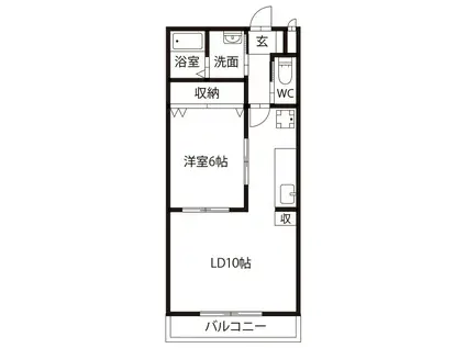 グランドハイツ矢三(1LDK/3階)の間取り写真