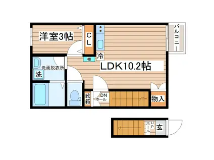 AIN MINAMISENDAI(1LDK/2階)の間取り写真