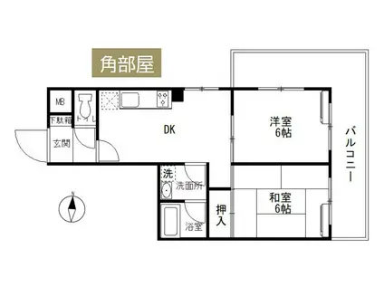 ユーコート稲田堤(2DK/2階)の間取り写真