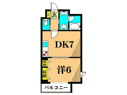 WELL HOUSE 東大井 A棟(1DK/3階)の間取り写真