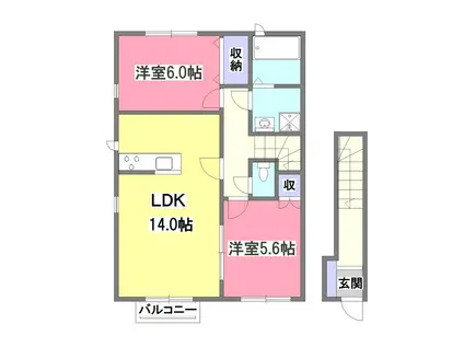 グリーンフォレストE棟(2LDK/2階)の間取り写真