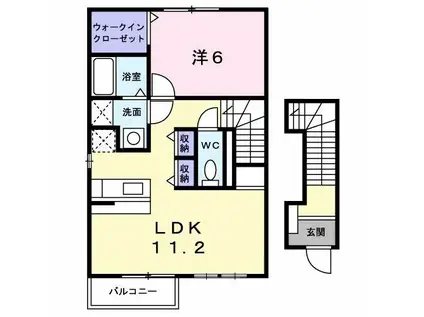 アネーロ ヒルIII(1LDK/2階)の間取り写真