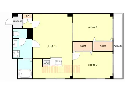 センプレヴィータ里中(2LDK/5階)の間取り写真