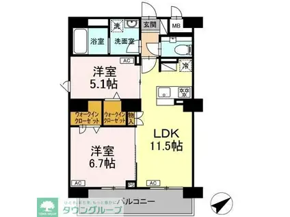 リュミエール千種(2LDK/4階)の間取り写真