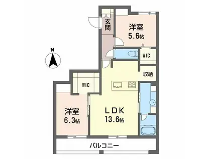 LAPEACE連坊(2LDK/3階)の間取り写真