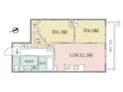 ヘーベルヴィレッジ浦和本太(2LDK/3階)の間取り写真