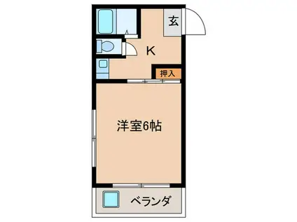 第二英荘(1K/2階)の間取り写真