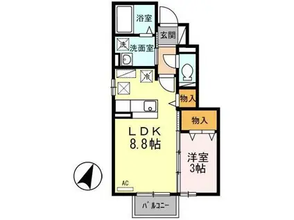 コーポ森(1LDK/1階)の間取り写真