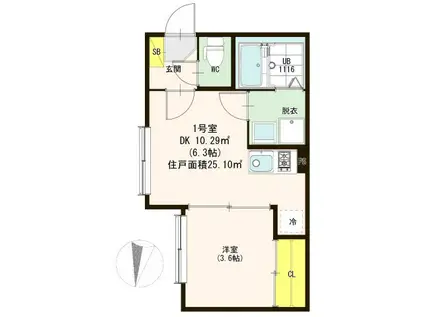 ハーモニーテラス堀切II(1DK/3階)の間取り写真