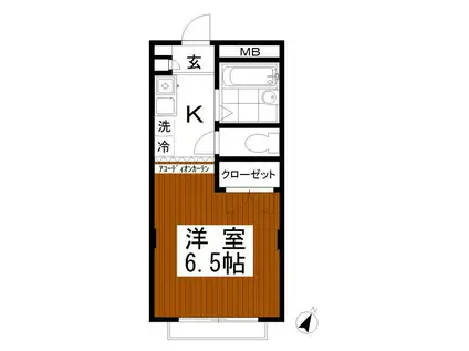 ブロッサム南大沢(1K/1階)の間取り写真