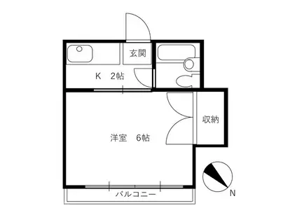 松林コーポ2号棟(1K/2階)の間取り写真