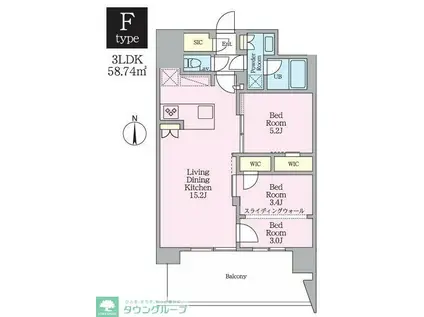 クレストコート東陽町(3LDK/3階)の間取り写真