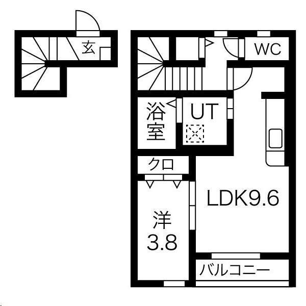 クリスタル(1LDK/2階)の間取り写真