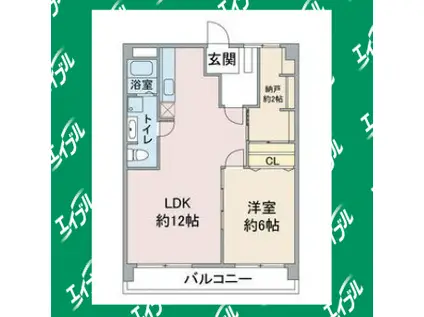 スカイル白川(1LDK/4階)の間取り写真