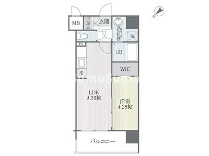 モダンパラッツォ博多RIVAI(1LDK/4階)の間取り写真